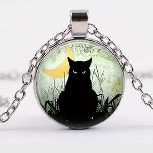 🖤Halloween Black Cat & Moon Necklace